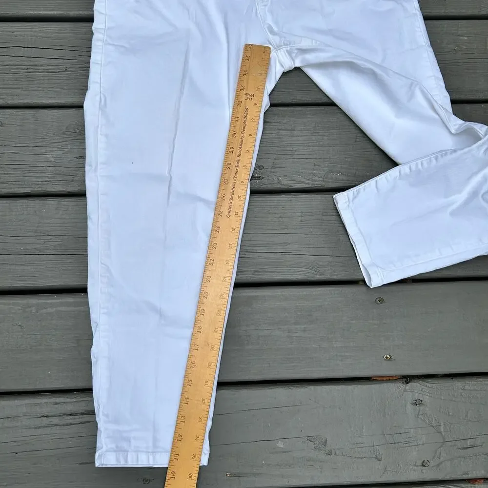 Eileen Fisher System White Jeans Slim Ankle Denim Size 12